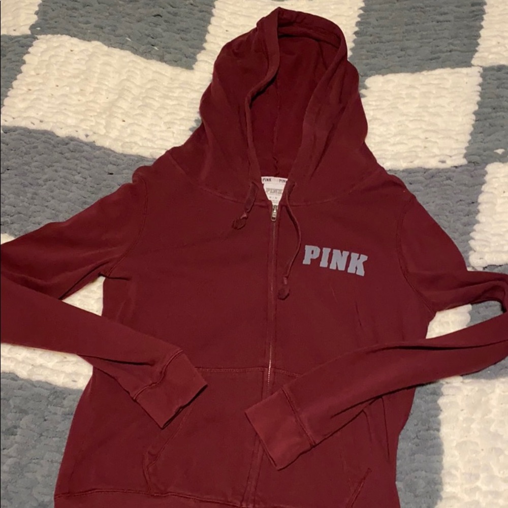 Pink, gray, maroon - zip up // blue, teal - crew neck